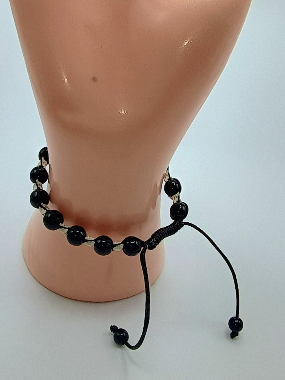 Handmade Macrame Onyx Bone Snake Bracelet